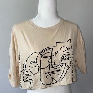 Shein Abstract Figure & Letter Graphic Oversized Tee